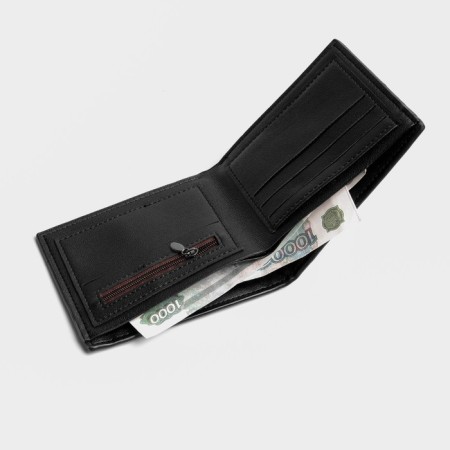 Artificial leather wallet "President", 12 x 10 cm, black-1