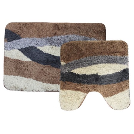 A set of bathroom mats "Albina", 2 pcs: 50 x 80 cm, 55 x 55 cm, brown color