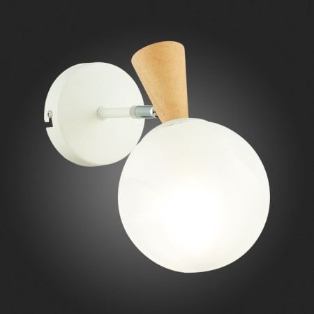 Wall lamp EVOLUCE. Sle220701-01. Catania. 1x40 W, E14, 13x21 cm, white color, light wood-2