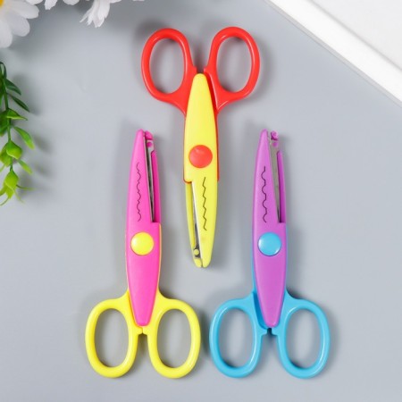 Scissors of embossed "Flower" (set 3 pcs) mix 13 cm-8