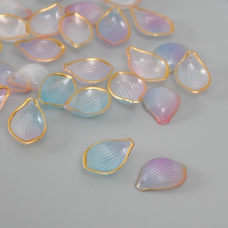 Decor for creativity plastic "Lilac-blue petal with gold" set of 25 pcs 2.3x1.6 cm-1