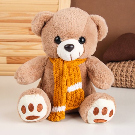 Soft toy "Bear in a scarf", brown color-5