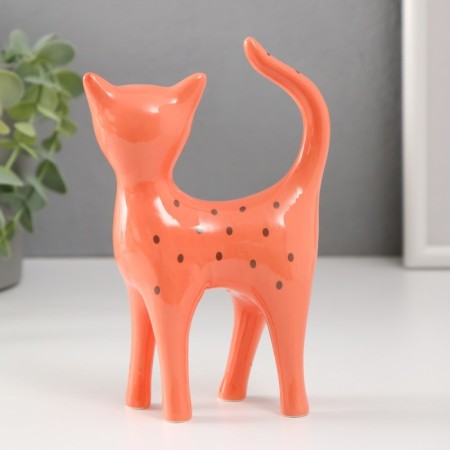 Souvenir ceramics "Orange cat" 10.4x4.3x15.6 cm-2