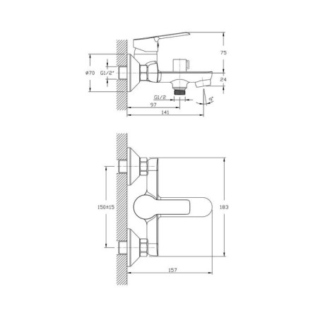Bath mixer Rush Victoria VI7135-44, single-leaf, short spout, chrome-1
