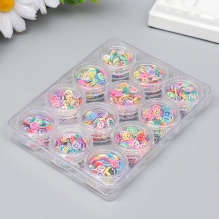 Decor for creativity Rubber "Assorted" set 12 pcs d = 0.6 cm 2 g = 1 jar 1.8x9.5x12.5 cm