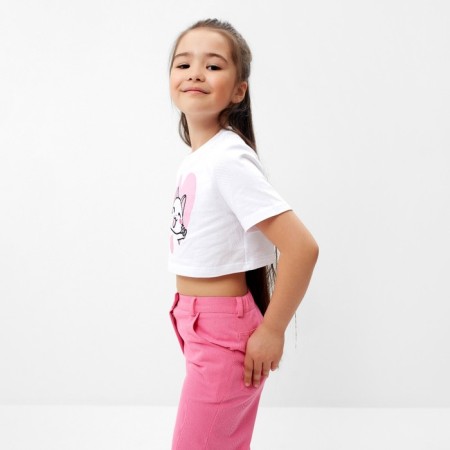 T -shirt Children's shortened KAFTAN "Kotik", p. 28 (86-92 cm), white-1