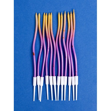 Candles for Cake "Serpentine", 12 pcs, gradient gold and purple-1