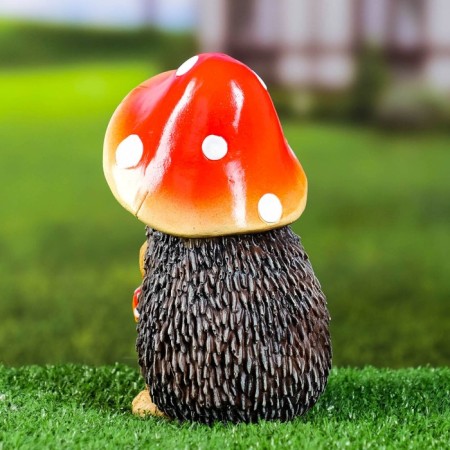 Garden figure "Hedgehog in the hat of fly agaric" 9x10x15.5cm-2
