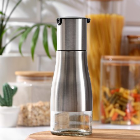 Glass bottle for sauces and oil "Style", 250 ml, h = 18.5 cm, black cover color