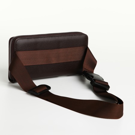 Male purse-clate on the zipper Textura, brown color-3