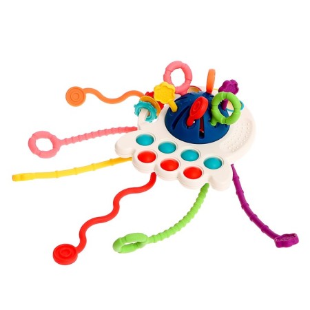 Developing toy "Octopus", with tactile rubber bands, Mix color-10