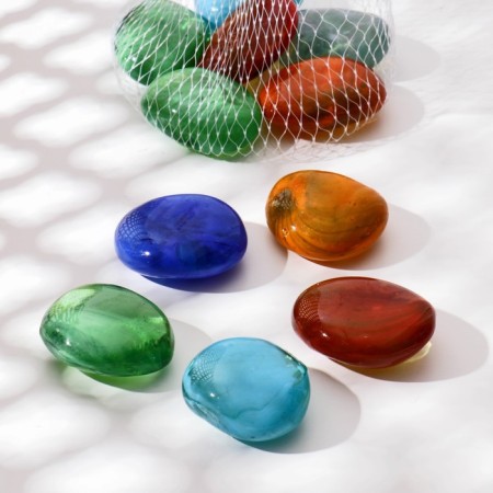 Decor Glass "Stone flat, oval" (240-250 g 10 pcs) mix