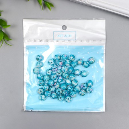 Beads for creativity plastic "Marble. Blue" d = 0.8 cm set 20 grams-2