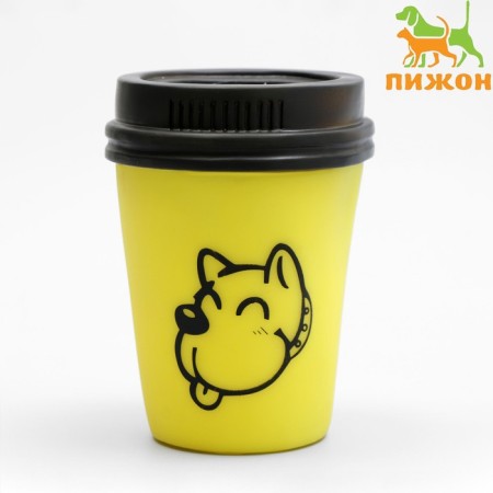Brying toy "coffee" for dogs, 10 x 7 cm, yellow