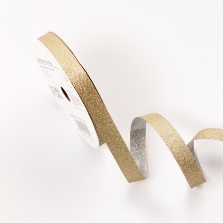 Plastic tape with glitter "Tiffany", 1.2cm x 45m, gold-1