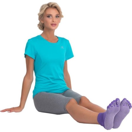 Socks for yoga bradex, anti -slip, closed, purple-3