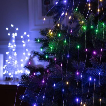 Garland "dreadlocks" 1.5 m, IP20, silver thread, 125 LED, glow of multi, 12 V