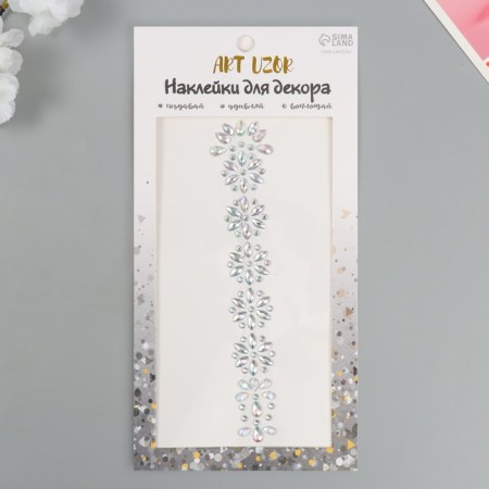 Stick plastic rhinestones for hair "Crystal flowers" 26.5x13 cm