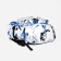 School backpack from textiles, 3 pockets, white/blue color