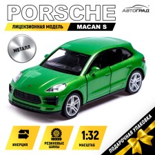 Metal machine Porsche Macan S, 1:32, doors, inertia, green color open