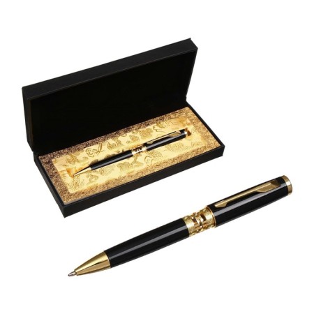 Gift handle, ball "Kronos" in the leatherette case, rotary, black body with gold-1
