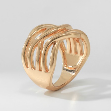 Ring Metal "Trend" triple interweaving, color gold, size 17-3