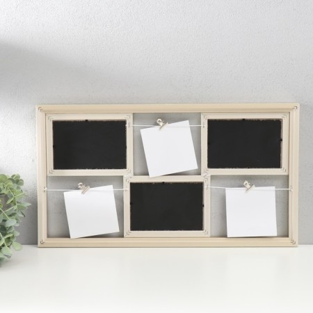 Photo frame plastic in 6 photos "warm memories" with clothespins, gold 53x30 cm-2