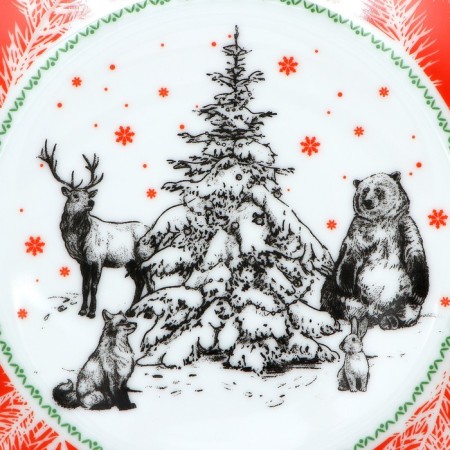 Ceramic plate "Forest residents", 19 cm, white color-3