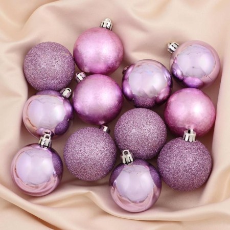 Set of balls plastic D-5 cm, 16 pcs "Frosty fog" lilac