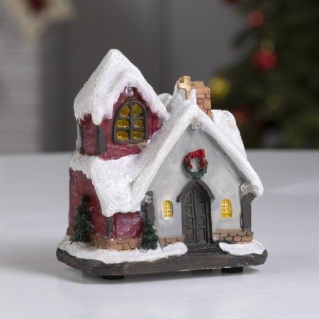 LED figure "snow -covered house" 9 × 10 × 6 cm, polystone, batteries AAAX3 (not in the kit), glow of multi-1