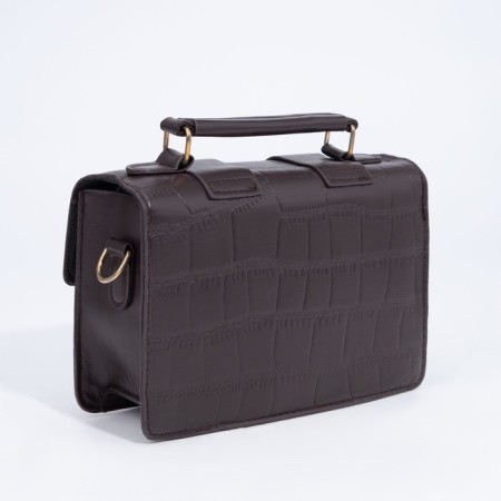 Women's bag on the valve, the color is dark brown-1