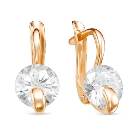 Earrings "Waltz" pink gilding, white color