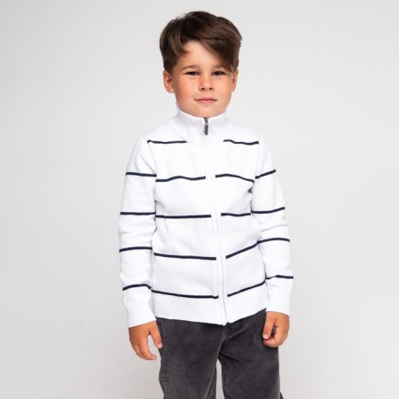 Jumper for a boy, color is white/dark blue, height 116 cm (6)