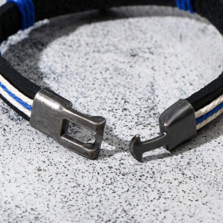 Bracelet Skin "Skull" in a circle, black-blue color with black silver, 16 cm-2