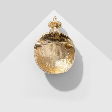 Brooch "Pomegranate" with a crown, black and white color in gold-1