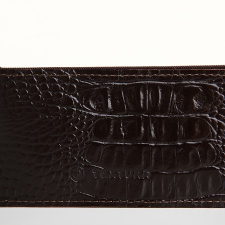 Pocket Key with zipper, textura, length 14 cm, ring, brown color-3