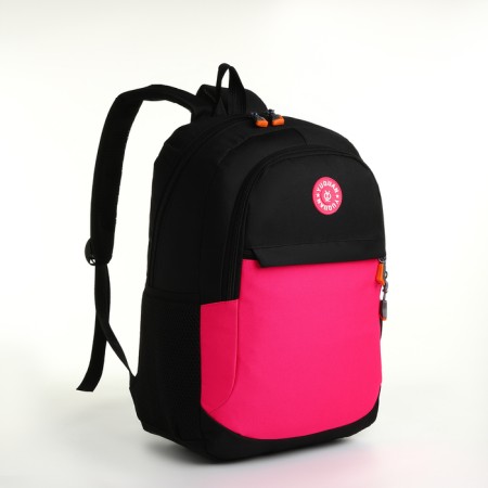 School backpack, 2 lightning departments, 3 pockets, black/pink color-2