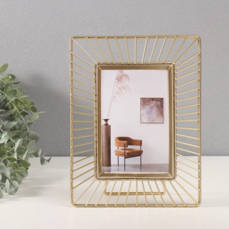 Photo frame metal in 1 photo 10x15 cm "Sun" gold 18x23.7 cm
