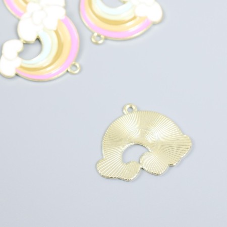 Decor for creativity metal, enamel "Rainbow with hearts" gold 3x2.5 cm-1