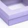 The box is folding, lid is lilac, lilac, with a window 20 x 20 x 6 cm