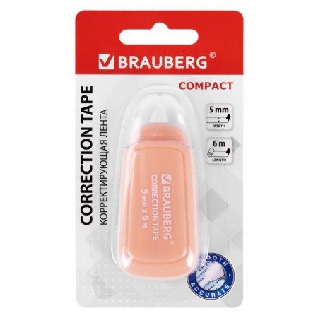 Correcting tape 5mm*6m Brauberg Compact Plus Pastel, MIX case, blister 270551-1