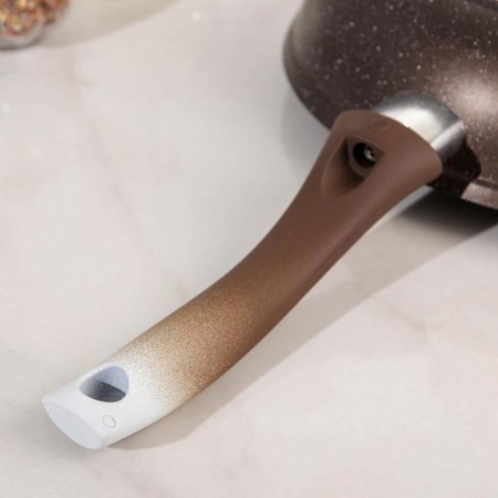 Pan, d = 24 cm, h = 6 cm, plastic handle, glass cover, anti -stick coating, color coffee marble-4