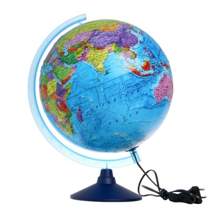 Political Globen Globe, interactive, embossed, diameter 320 mm, with backlight, with glasses