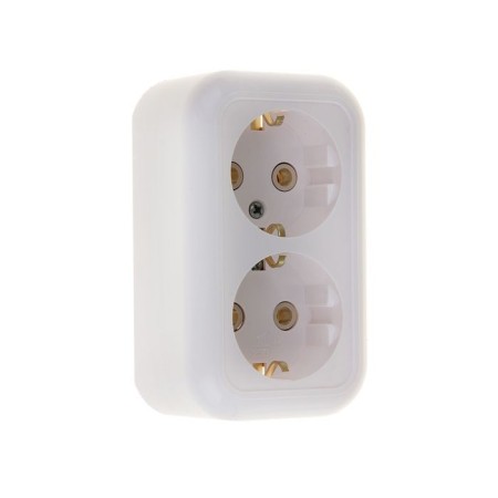 Kuntsevo socket Valentina, 16 A, 230 V, double, external, with salary, white