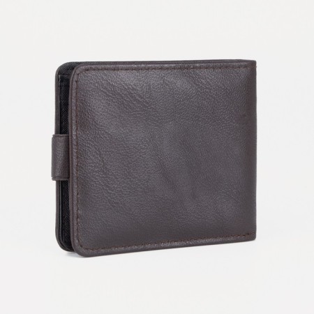 Men's purse on a button, for bills, for cards, for coins, brown color-1