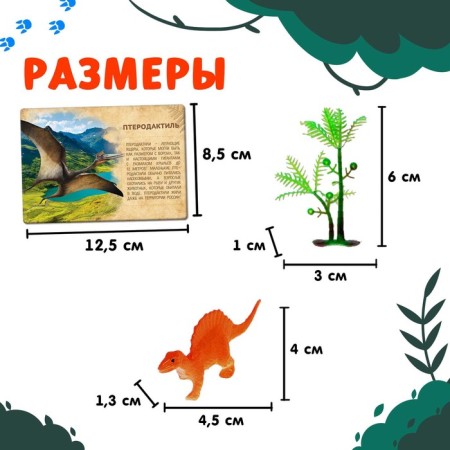 Developing set of dinosaur figures for children "Ancient World", animals, cards, according to the Montessori methodology-3