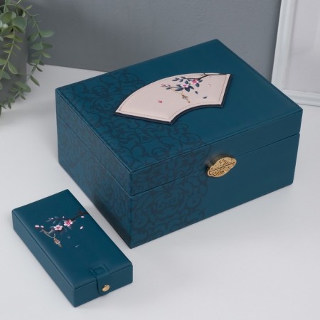 Casket to the leatherette for decorations the chest "Piece on sakura. Blue" Blue "26x20x13 cm