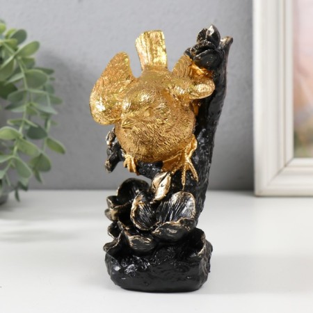 Souvenir Polystone "Golden Bird in flowers" 10x6x15 cm-4