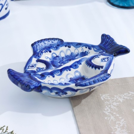 Olno -martyr "fish", gzhel, porcelain, 20x16 cm