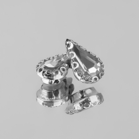 Rhinestones are sewing “drop”, in openwork frame, 6 × 10 mm, 20 pcs, white color-3